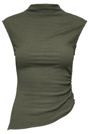 Jacqueline de Yong groene dames top   High neck halslijn   Slim Fit   Structuur patroon   Mouwloos Groen M