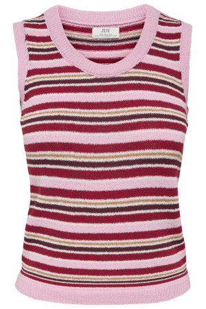 Jacqueline de Yong roze dames top   Ronde hals   Slim Fit   Streep patroon   Duurzaam   Mouwloos Roze XL
