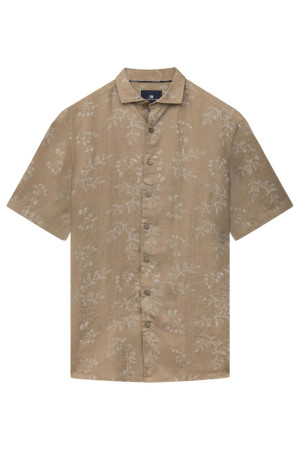 State of Art beige heren overhemd   Punt kraag   Regular fit   Bloemen patroon   Knoopsluiting   Korte mouw Beige XXXL