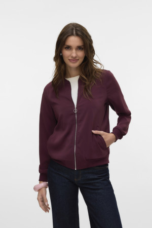 Vero Moda bordeaux dames vest   Rib kraag   Regular fit   Steekzakken   Ritssluiting   Duurzaam   Lange mouw Bordeaux XXL