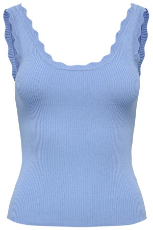 Jacqueline de Yong blauwe dames top   Ronde hals   Slim Fit   Rib patroon   Mouwloos Blauw XS