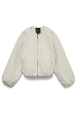 Vero Moda beige dames jas   Ronde hals   Regular fit   Paspelzakken   Gemeleerd patroon   Ritssluiting   Duurzaam   Lange mouw Beige XS