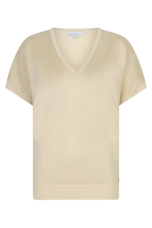 Red Button beige dames t-shirt   V-hals   Regular fit   Glitters patroon   Korte mouw Beige XS