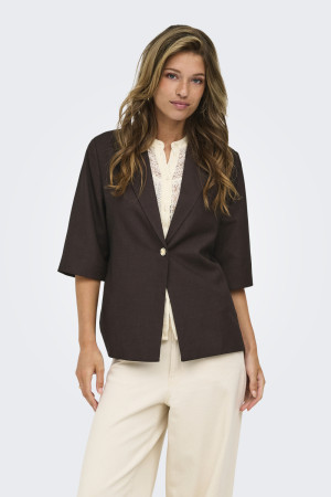 Only bruine dames blazer   Revers kraag   Regular fit   Knoopsluiting   Duurzaam   Korte mouw Bruin 36