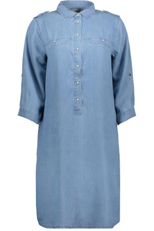 Geisha blauwe dames jurk   Punt kraag   Regular fit   Steekzakken   Drukknoopsluiting   Duurzaam   3/4 mouw Blauw XXXL