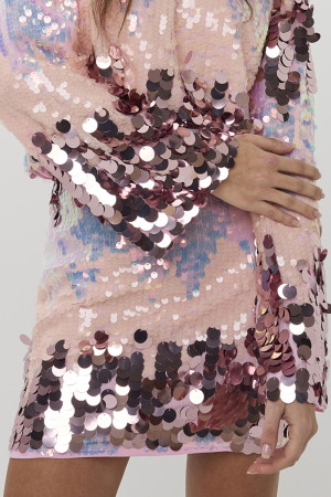 Studio Amaya roze dames rok   Regular fit   Pailletten patroon   Blinde ritssluiting   Regular waist Roze L