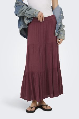 Only bordeaux dames rok   Regular fit   Structuur patroon   Elastische boord   Duurzaam   Regular waist Bordeaux S