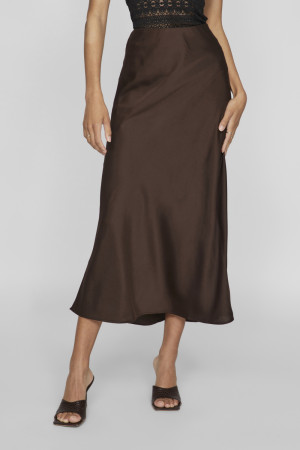 Vila bruine dames rok   Regular fit   Glans   Duurzaam   High waist Bruin 44