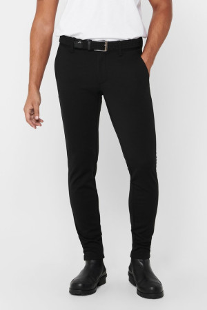 Only & Sons zwarte heren broek   Slim Fit   Steekzakken   Knoop- en ritssluiting   Regular waist Zwart 31/34