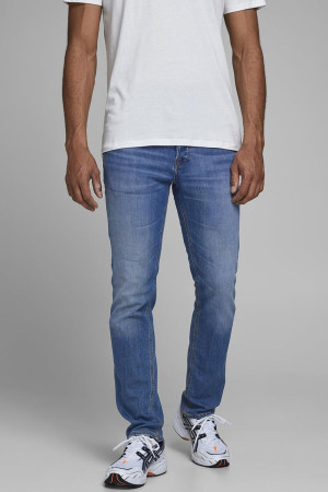 Jack & Jones blauwe heren jeans   Glenn   Stonewash wassing   Slim Fit   5-Pocket zakken   Knoopsluiting   Low waist Blauw 29/34