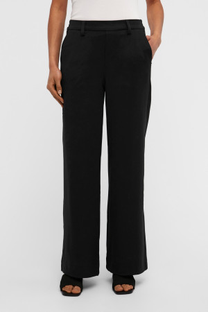 Object zwarte dames broek   Straight fit   Steekzakken   Elastische boord   Duurzaam   High waist Zwart 42
