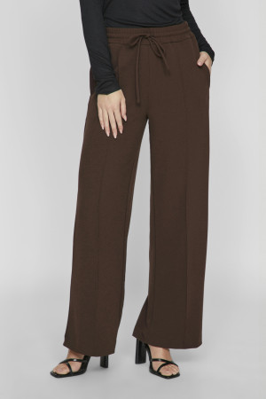 Vila bruine dames broek   Wide leg fit   Geen zakken   Elastische boord   Duurzaam   High waist Bruin XL