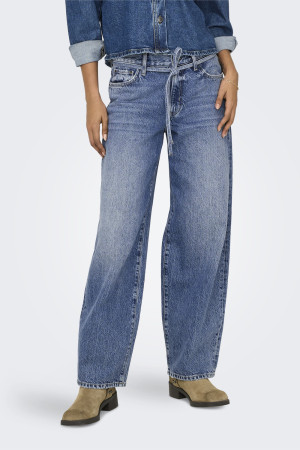 Only blauwe dames jeans   Regular waist   Bleached wash wassing   Straight fit   5-Pocket zakken   Knoop- en ritssluiting   Duurzaam   Regular waist
