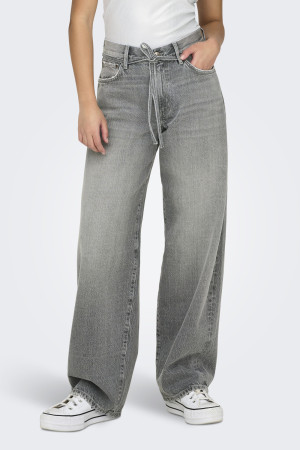 Only grijze dames jeans   Regular waist   Bleached wash wassing   Straight fit   5-Pocket zakken   Knoop- en ritssluiting   Duurzaam   Regular waist