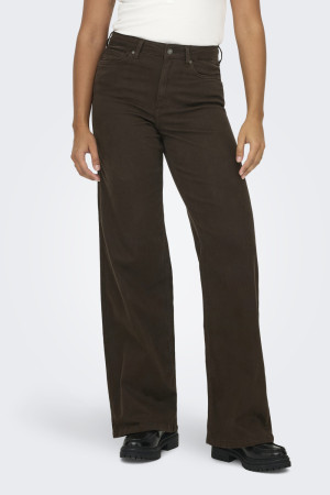 Only bruine dames jeans   High waist   Madison   Rinsewash wassing   Wide leg fit   5-Pocket zakken   Knoop- en ritssluiting   High waist Bruin L/34