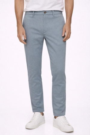 Only & Sons blauwe heren broek   Tapered fit   Steekzakken   Gemeleerd patroon   Knoop- en ritssluiting   Regular waist Blauw 31/32