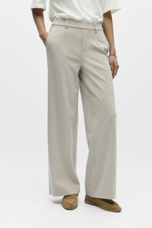 Object beige dames broek   Wide leg fit   Elastische boord   Duurzaam   Regular waist Beige 42