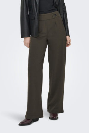 Jacqueline de Yong bruine dames broek   Wide leg fit   Steekzakken   Gemeleerd patroon   Elastische boord   Duurzaam   Regular waist Bruin L/32