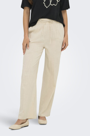 Only beige dames broek   Wide leg fit   Steekzakken   Elastische boord   Regular waist Beige XL