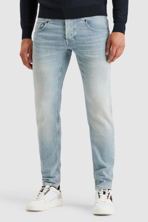PME legend blauwe heren jeans   Bleached wash wassing   Tapered fit   5-Pocket zakken   Knoopsluiting   Regular waist Blauw 31/34