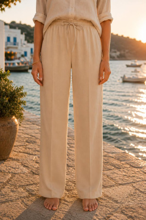 Red Button zand dames broek   Straight fit   Steekzakken   Elastische boord   Regular waist Zand 36/33