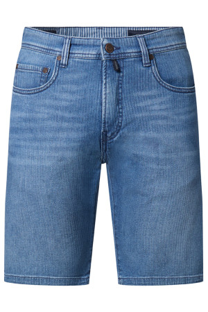 Pierre Cardin blauwe heren broek   Stonewash wassing   Regular fit   5-Pocket zakken   Knoop- en ritssluiting   Regular waist Blauw 31