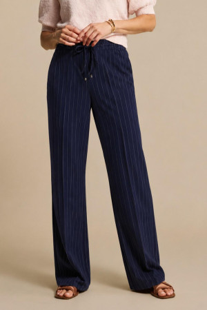 Red Button blauwe dames broek   Straight fit   Steekzakken   Streep patroon   Elastische boord   Regular waist Blauw 42/33