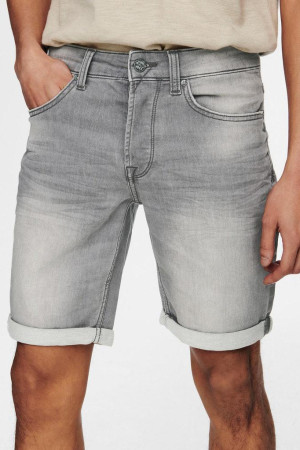 Only & Sons grijze heren broek   Stonewash wassing   Regular fit   5-Pocket zakken   Knoopsluiting   Regular waist Grijs L