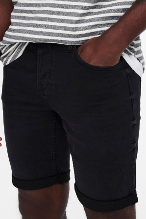 Only & Sons zwarte heren broek   Rinsewash wassing   Regular fit   5-Pocket zakken   Knoop- en ritssluiting   Duurzaam   Regular waist Zwart XL