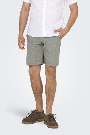 Only & Sons grijze heren broek   Regular fit   Steekzakken   Gemeleerd patroon   Knoop- en ritssluiting   Regular waist Grijs L