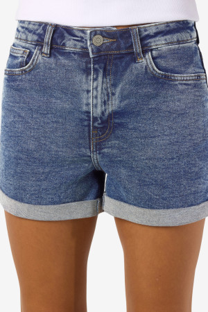 Noisy may blauwe dames broek   Bleached wash wassing   Regular fit   5-Pocket zakken   Knoop- en ritssluiting   Duurzaam   High waist Blauw S