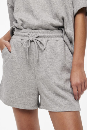 Pieces grijze dames broek   Regular fit   Steekzakken   Gemeleerd patroon   Elastische boord   Duurzaam   High waist Grijs S