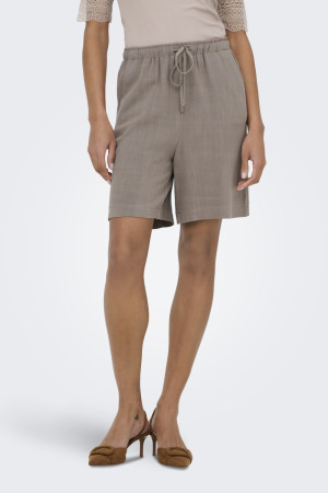 Only bruine dames broek   Regular fit   Steekzakken   Gemeleerd patroon   Elastische boord   High waist Bruin S