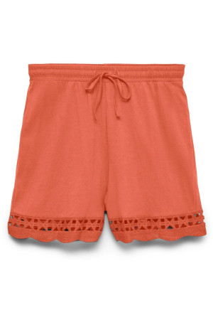 Vero Moda oranje dames broek   Regular fit   Geen zakken   Ajour patroon   Elastische boord   High waist Oranje XL