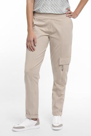 Zoso beige dames broek   Slim Fit   Steek- en zijzakken   Elastische boord   Regular waist Beige L