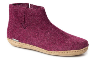 Glerups Modell G Unisex Filzstiefel Ledersohle cranberryrot 45