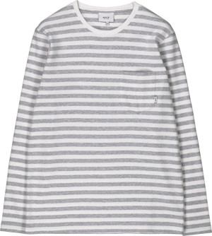 Makia Clothing Herren T-Shirt Langarm gestreift Verkstad grau, weiß S