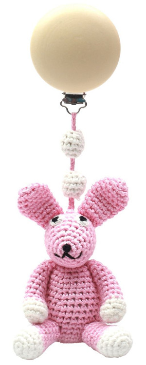 Naturezoo Gehäkelt Kinderwagenanhänger Kaninchen rosa