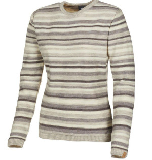 Ivanhoe of Sweden Damen Wollpullover Rundhals (ungefärbte Wolle) gestrei...