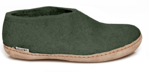 Glerups Modell A Unisex Filzschuh Ledersohle waldgrün 46