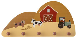 Bloomingville Mini Hakenleiste Bauernhof 5 Haken MDF Länge 42 cm Höhe 21...