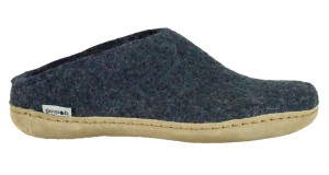 Glerups Modell B Unisex Filzpantoffel Ledersohle jeansblau 37