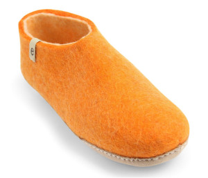 Egos Copenhagen Unisex Filzschuh Ledersohle orange 36