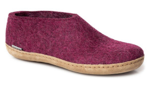 Glerups Modell A Unisex Filzschuh Ledersohle cranberryrot 46