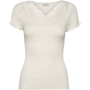 Rosemunde Copenhagen Damen T-Shirt V-Ausschnitt Seide 100009 Benita ivory S