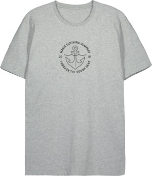 Makia Clothing Herren T-Shirt Hook mit Print Anker hellgrau S