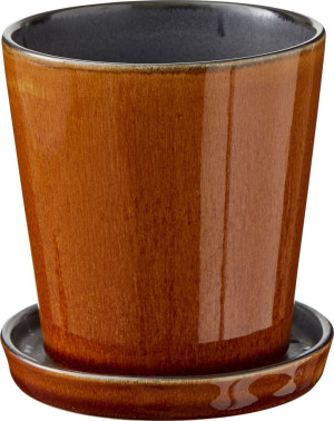 Bitz Steingut Blumenübertopf Höhe 10,5 cm Ø 10 cm bernstein