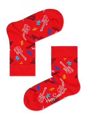 Happy Socks Unisex Kinder Strümpfe Gitarre rot 2-3 J