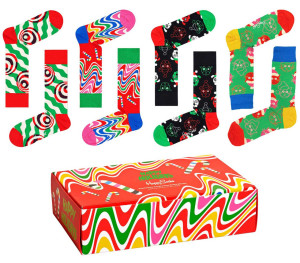 Happy Socks Unisex Strümpfe Fröhliche Weihnachten Geschenkbox 4 Stk. 36-40