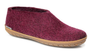 Glerups Modell A Unisex Filzschuh Kautschuksohle natur cranberryrot 37